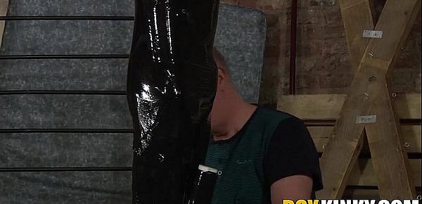  Hot twink Xavier getting that black plastic from master